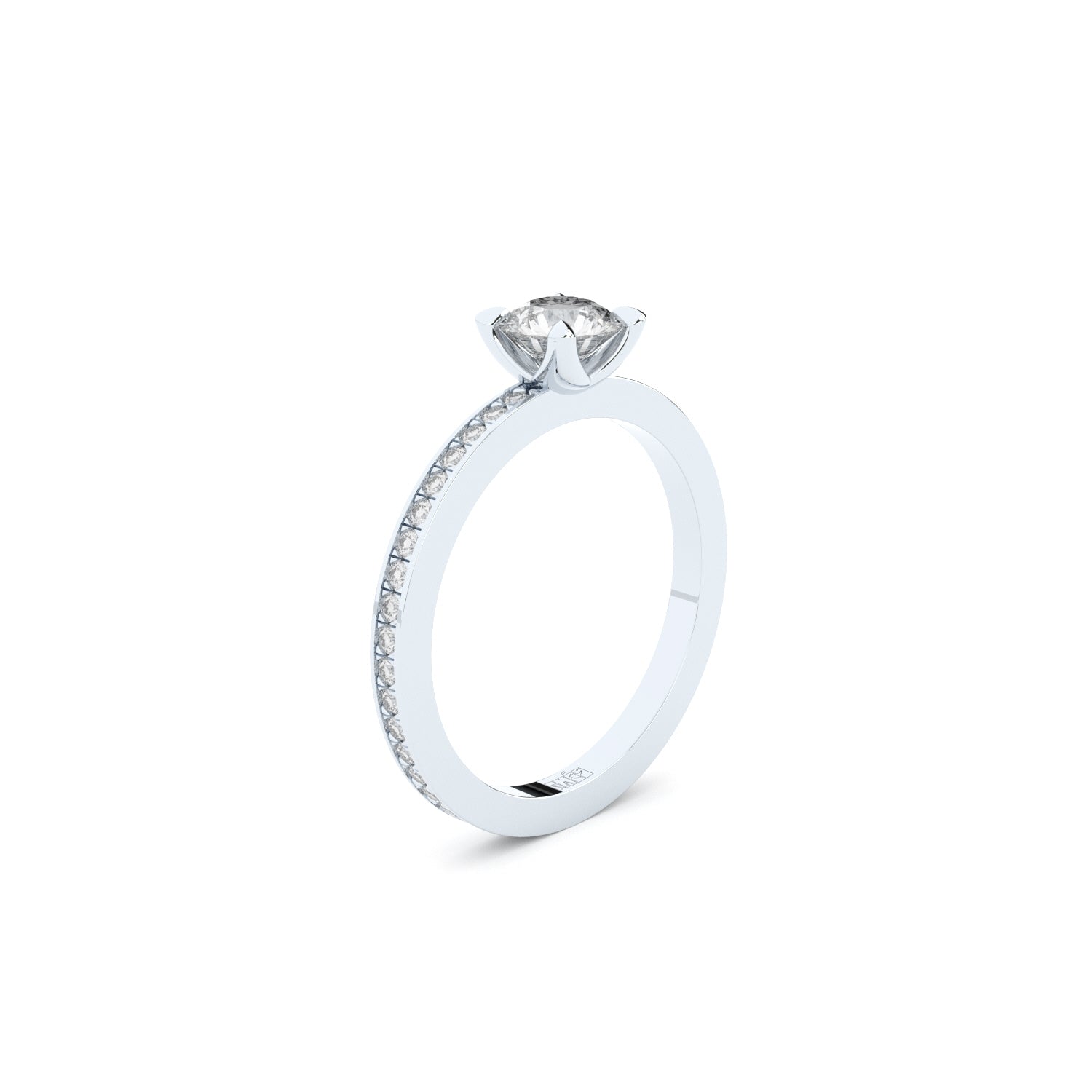edgy solitaire engagement ring with lab grown diamond in pave style by formesedgy solitaire engagement ring with lab grown diamond in pave style by formes