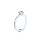 edgy solitaire ring with pave side lab grown or natural diamonds by Formes