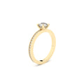 edgy solitaire ring with pave side lab grown or natural diamonds by Formes