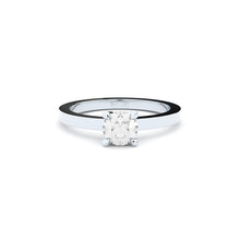 edgy solitaire engagement ring with lab grown diamonds by Formes