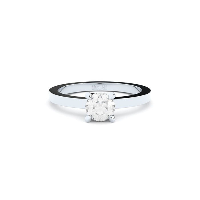 edgy solitaire engagement ring with lab grown diamonds by Formes