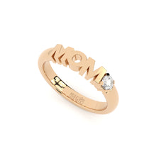 golden MOM ring with lab made diamonds stackable style by Formes