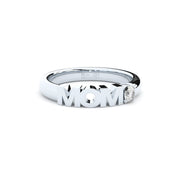 golden MOM ring with lab made diamonds stackable style by Formes white