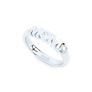 golden MOM ring with lab made diamonds stackable style by Formes white