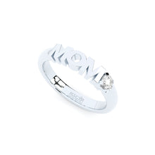 golden MOM ring with lab made diamonds stackable style by Formes white