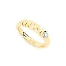 golden MOM ring with lab made diamonds stackable style by Formes yellow