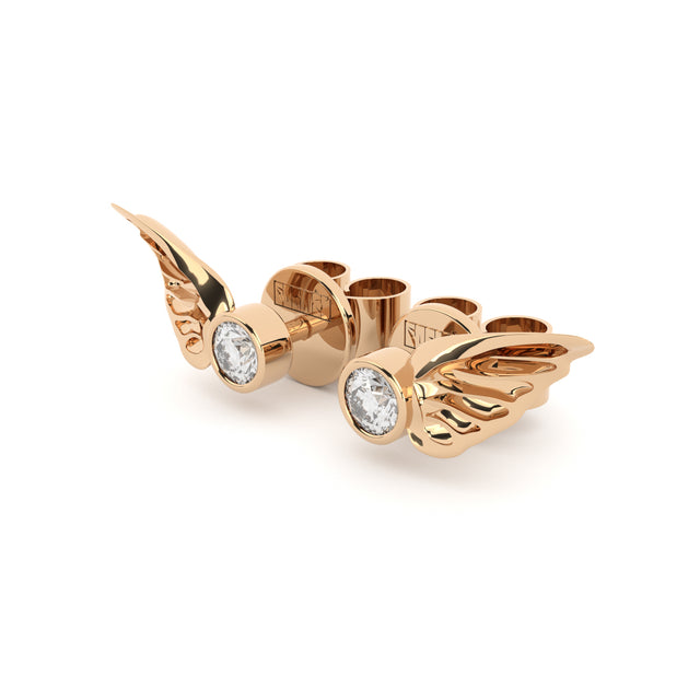 golden wings earrings with lab grown diamonds from formes