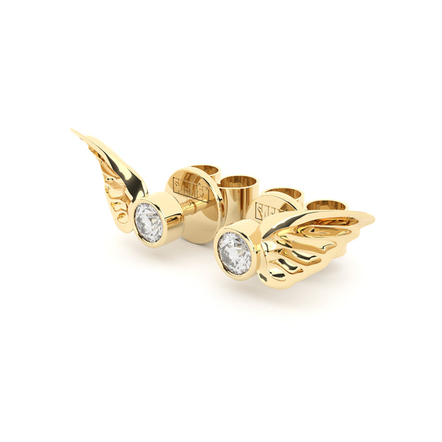 golden wings earrings with lab grown diamonds from formes