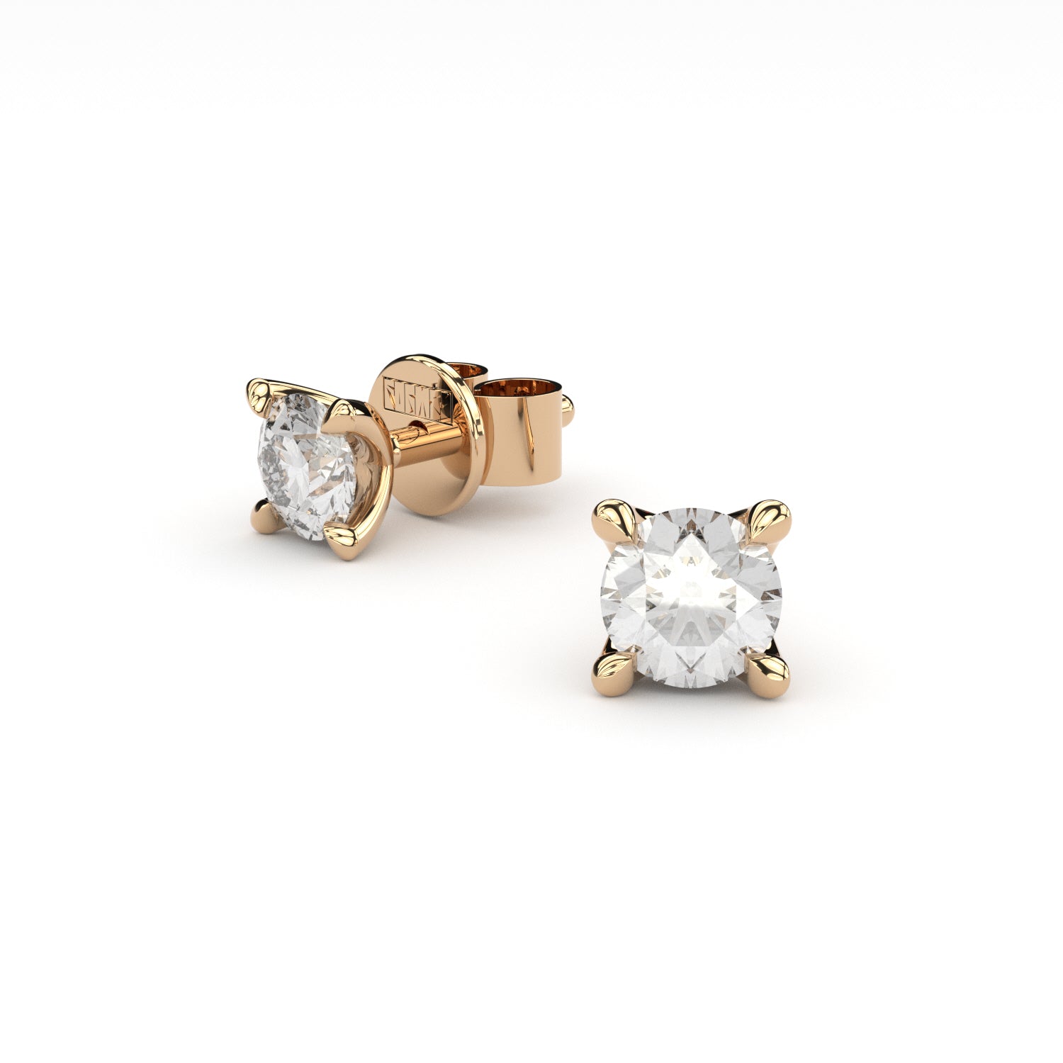 2.00 Carat . Cubic Zirconia Stud Earrings In 14 Karat Yellow Gold -  Nautical Jewelry Originals