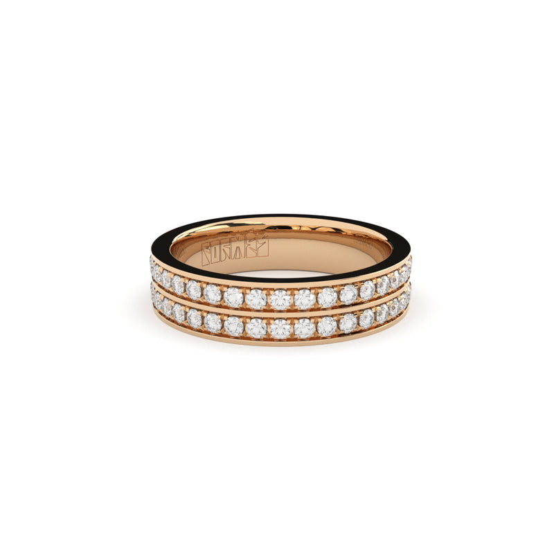 diamonds wedding ring two rows pave setting