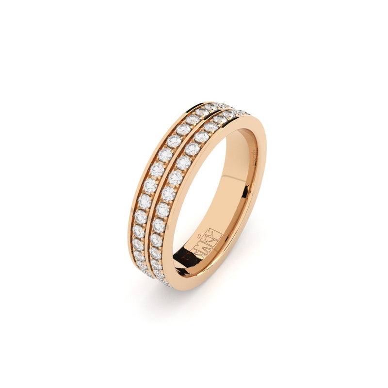 diamonds wedding ring two rows pave setting