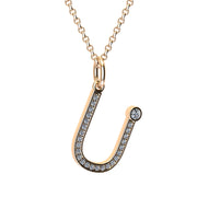 letter u pendant with lab made diamonds