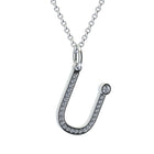 letter u pendant with lab made diamonds