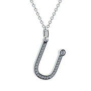 letter u pendant with lab made diamonds