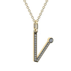 letter V pendant with lab made diamonds