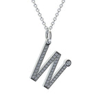 letter w pendant with lab made diamonds