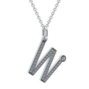 letter w pendant with lab made diamonds