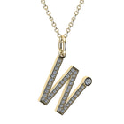 letter W pendant with lab made diamonds