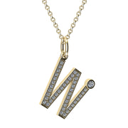 letter W pendant with lab made diamonds