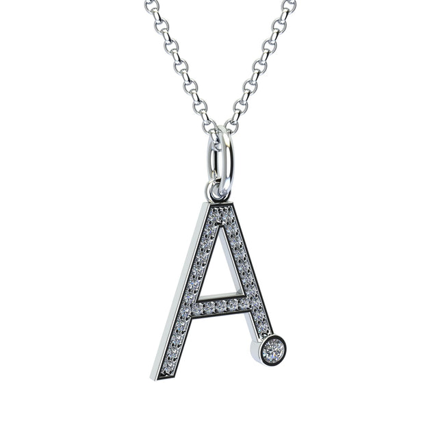 letter a pendant with lab made diamonds