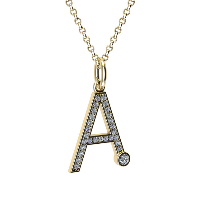 letter a pendant with lab made diamonds