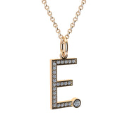 letter e pendant with lab made diamonds