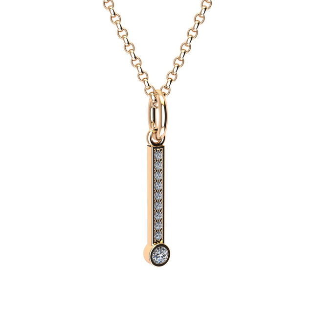 letter i pendant with lab made diamonds