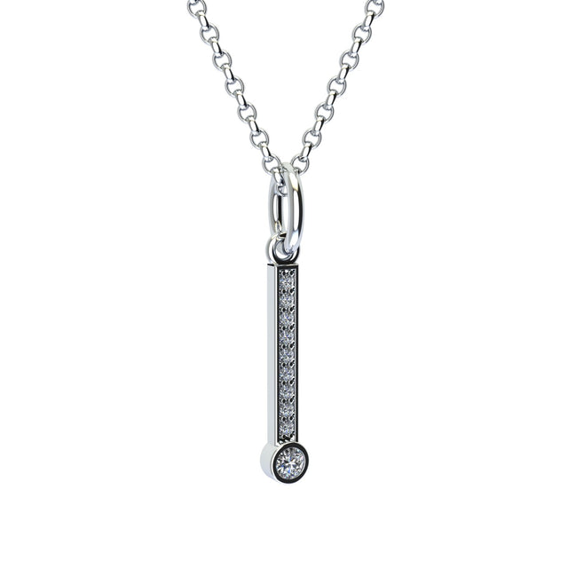 letter i pendant with lab made diamonds