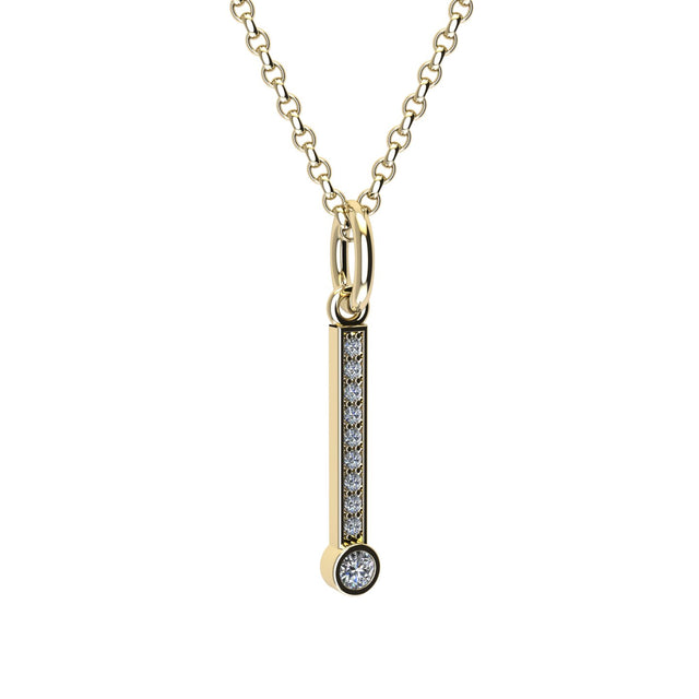 letter i pendant with lab made diamonds