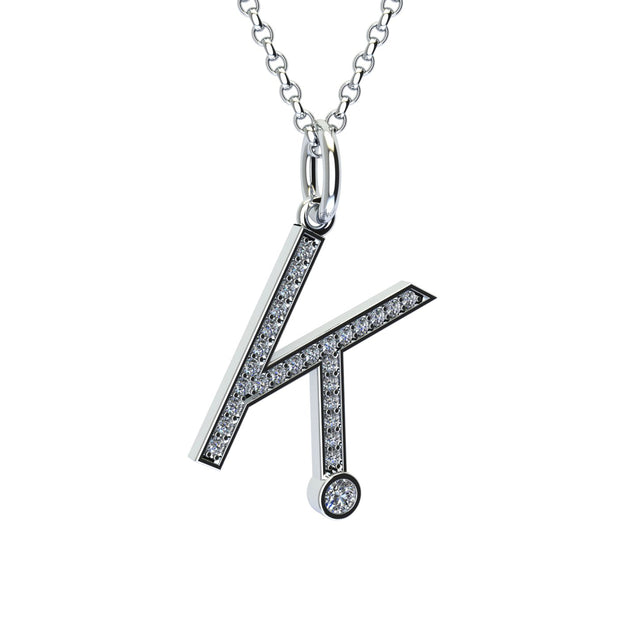 letter k pendant with lab made diamonds