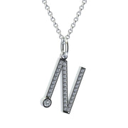 letter N pendant with lab made diamonds