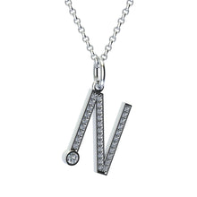 letter N pendant with lab made diamonds