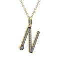 letter N pendant with lab made diamonds