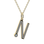 letter N pendant with lab made diamonds