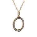 letter O pendant with lab made diamonds