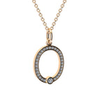 letter O pendant with lab made diamonds