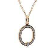 letter O pendant with lab made diamonds