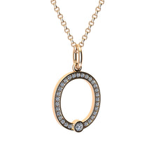 letter O pendant with lab made diamonds