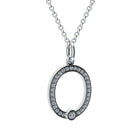 letter O pendant with lab made diamonds