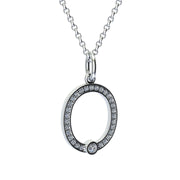 letter O pendant with lab made diamonds