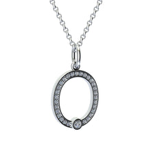 letter O pendant with lab made diamonds
