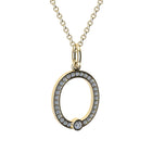 letter O pendant with lab made diamonds