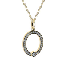 letter O pendant with lab made diamonds