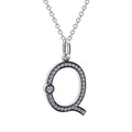 letter q pendant with lab made diamonds