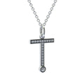 letter t pendant with lab made diamonds