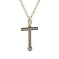 letter t pendant with lab made diamonds