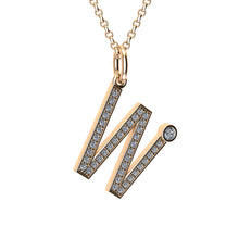 letter W pendant with lab made diamonds