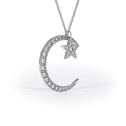 moon and star pendant with inverted  diamonds