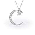 moon and star pendant with inverted  diamonds