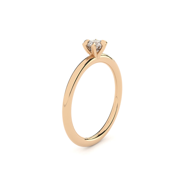 reinvented 6 prong solitaire engagement ring with lab grown diamonds by Formes